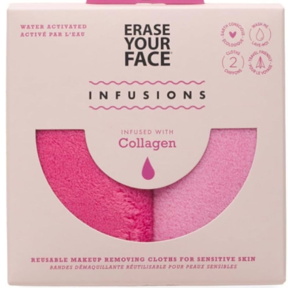 NWT Erase Your Face Pink Makeup Removing Cloths x2